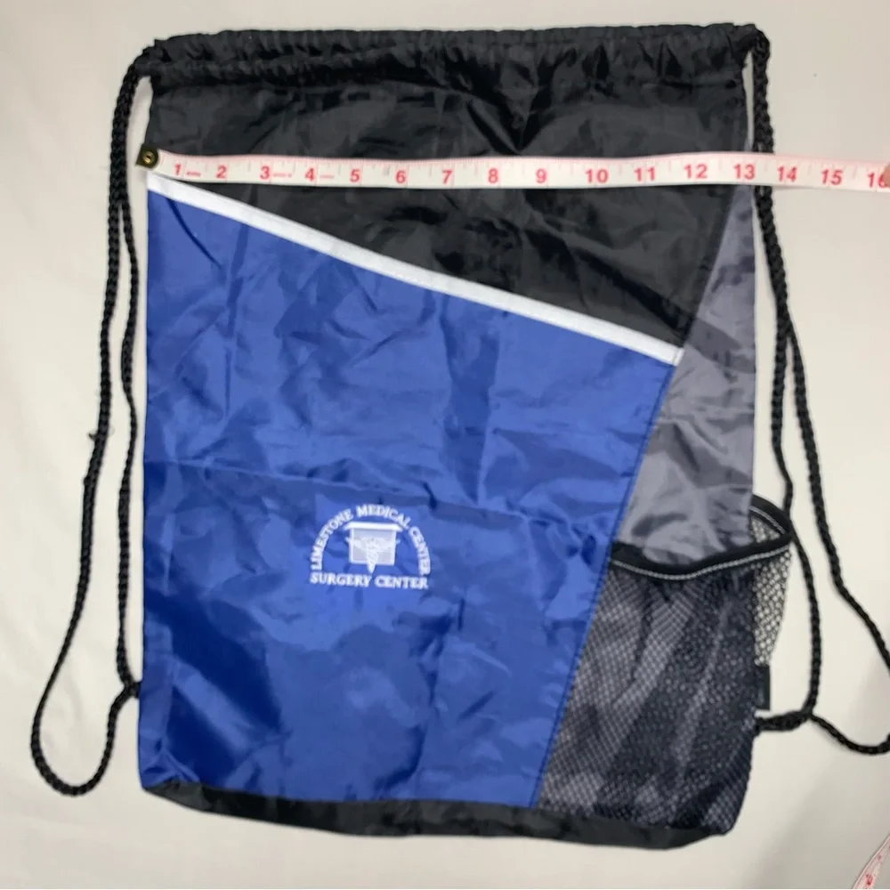 Drawstring Sports Pack Blue Black School Lightweight Backpack Knapsack Rucksack
